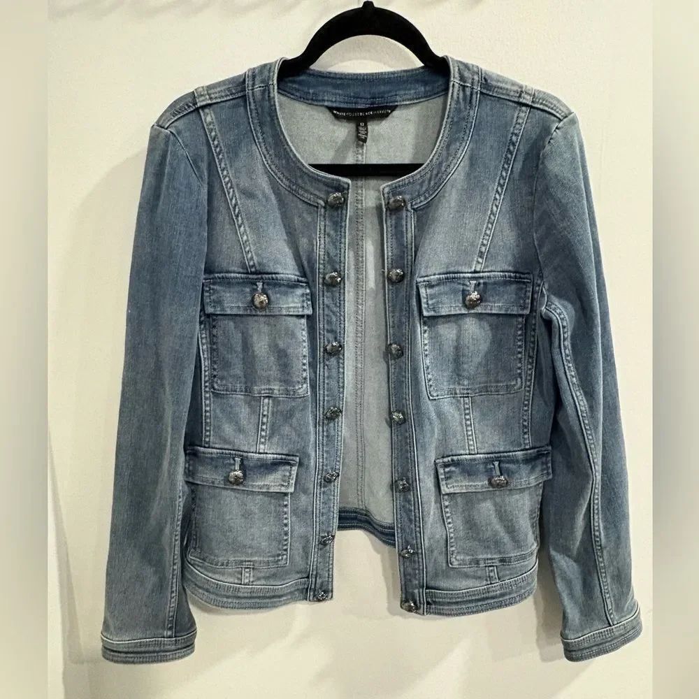 White House Black Market Light Blue Jean Jacket